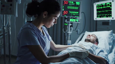 nurse caring for patient in hospital