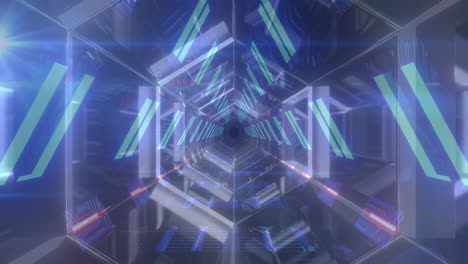 animación de triángulos sobre el túnel digital
