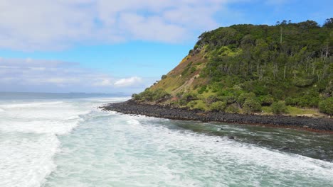 beautiful cliff of burleigh heads at the seafront in gold coast city, australia