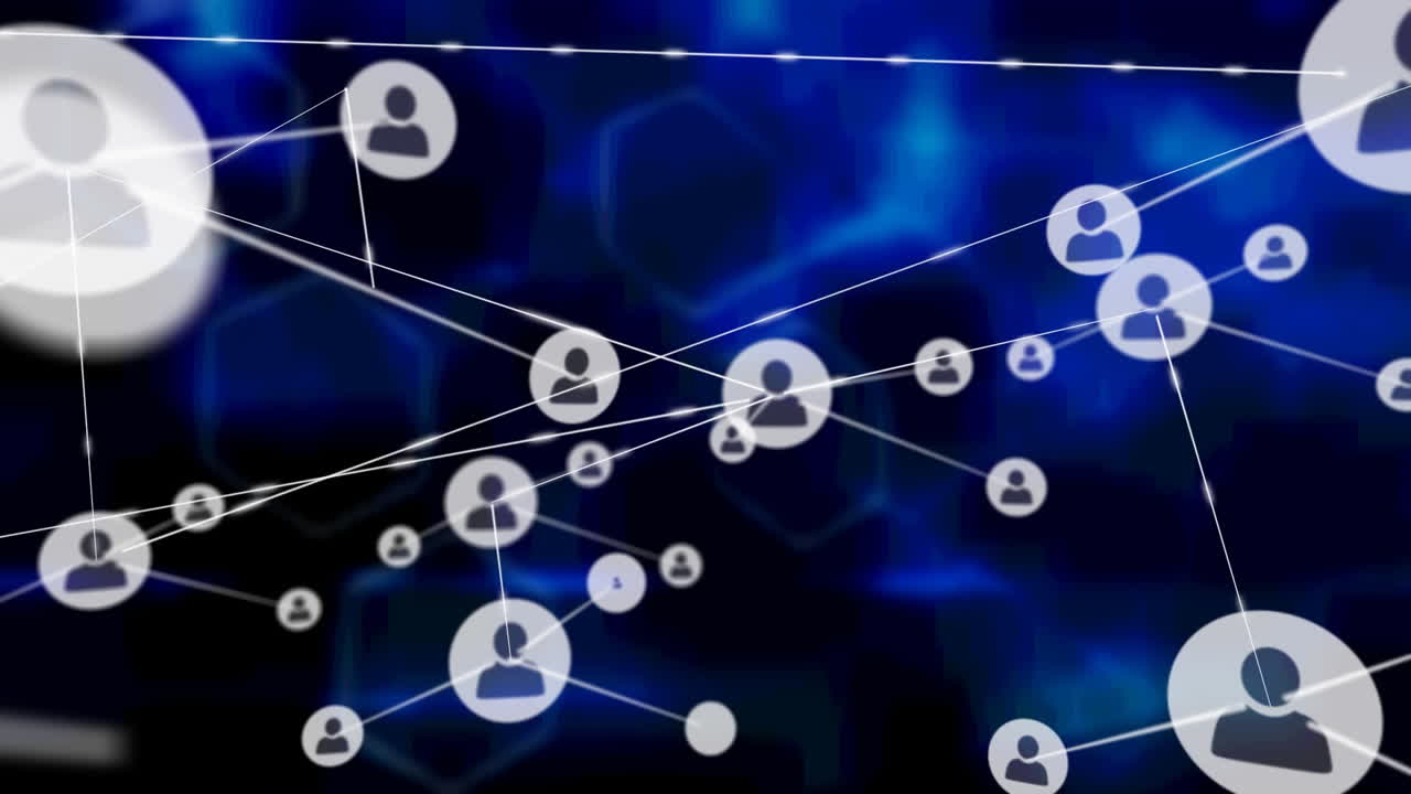 animación de la red de conexiones sobre fondo azul