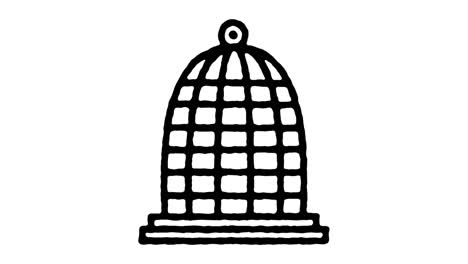 bird cage sketch line icon animation