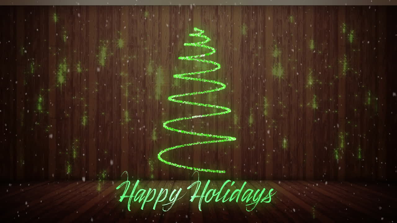 크리스마스 트리의 애니메이션과 해피 홀리데이 텍스트