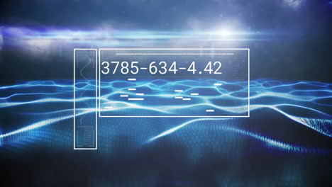 animation of financial data processing over dark background