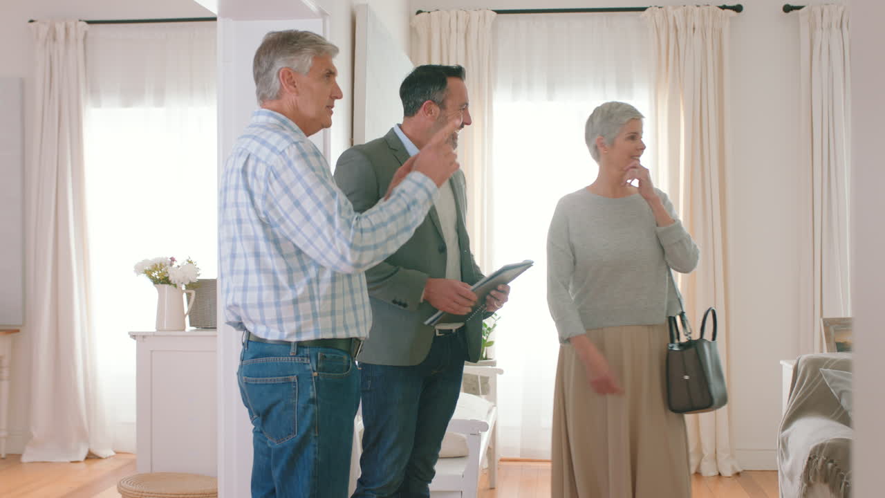 Real estate agent and couple moving new house