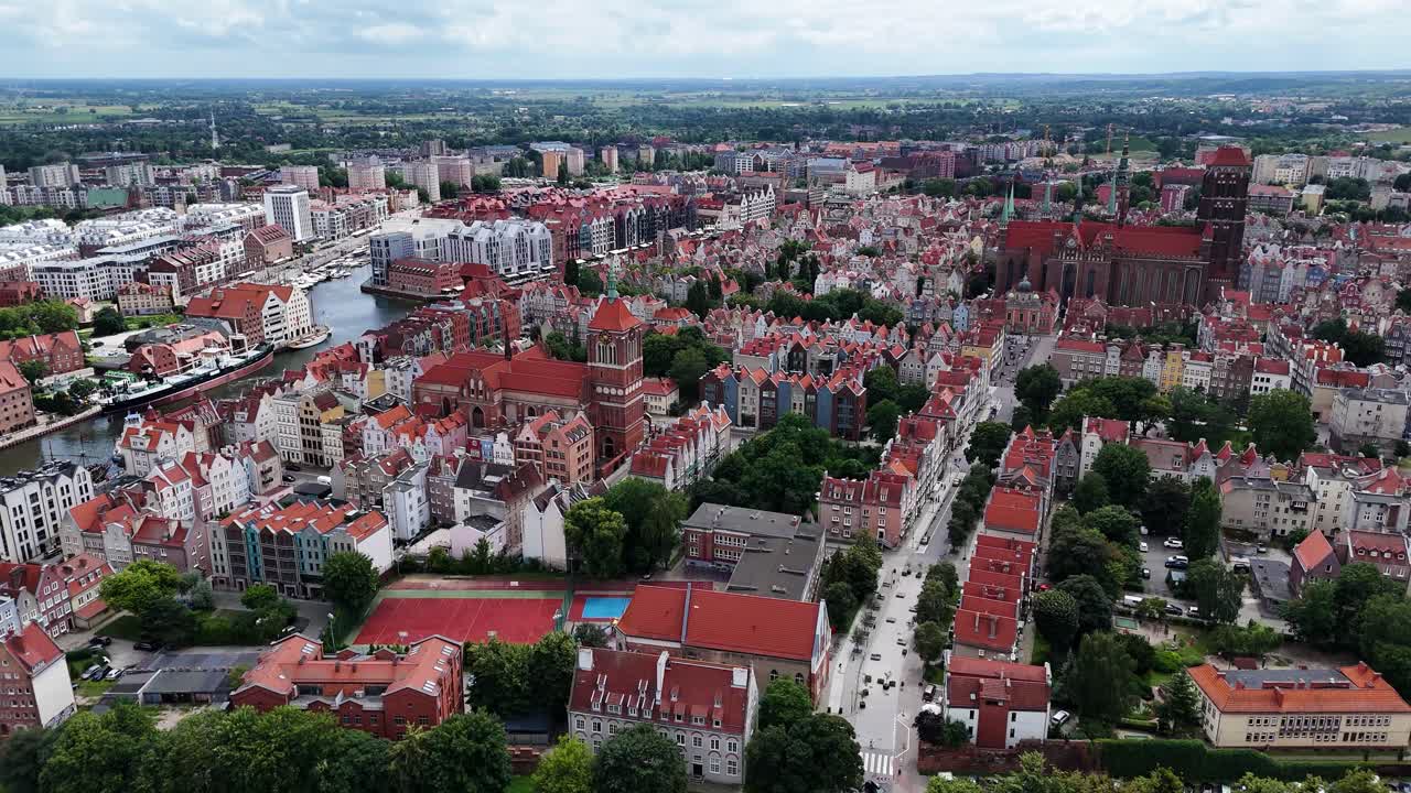 Aerial View of Gdansk Old Town, Poland