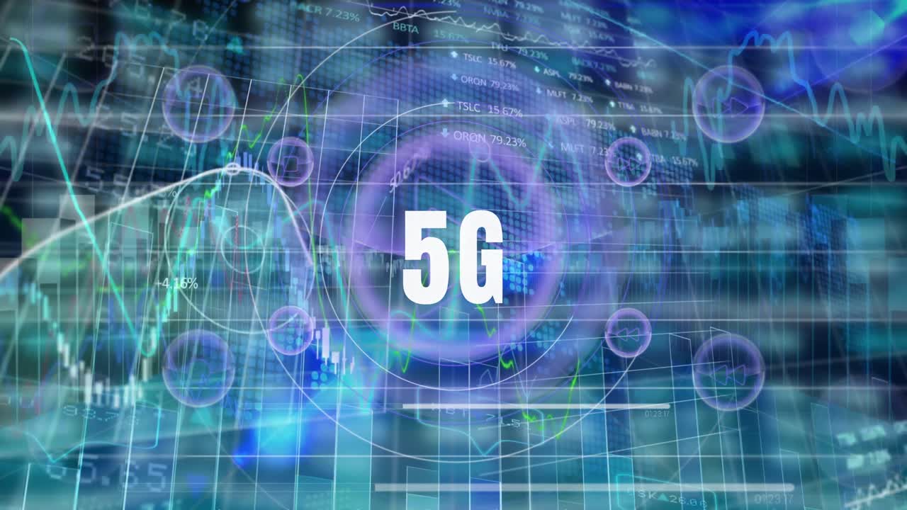 animazione di testo 5g su elaborazione dei dati