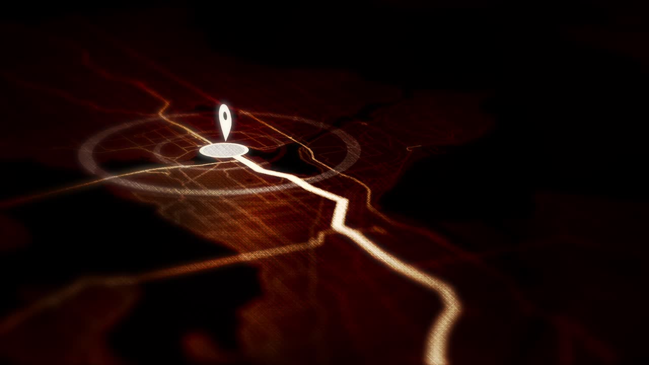 4k 비디오에서 지도 핀과 함께 어두운 배경