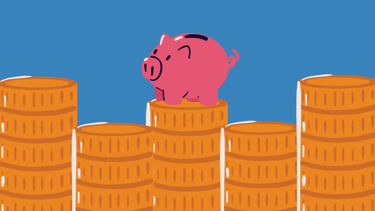 황금 동전 어리 돈 달러 애니메이션