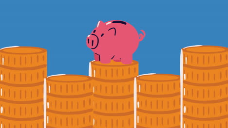 montón de monedas de oro dinero dólares animación