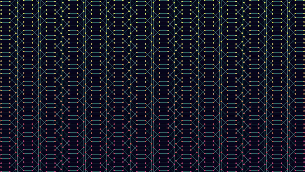Seamless abstract footage of a geometric network grid with connected nodes and glowing lines on a dark background, ideal for technology, data, and digital interface themes
