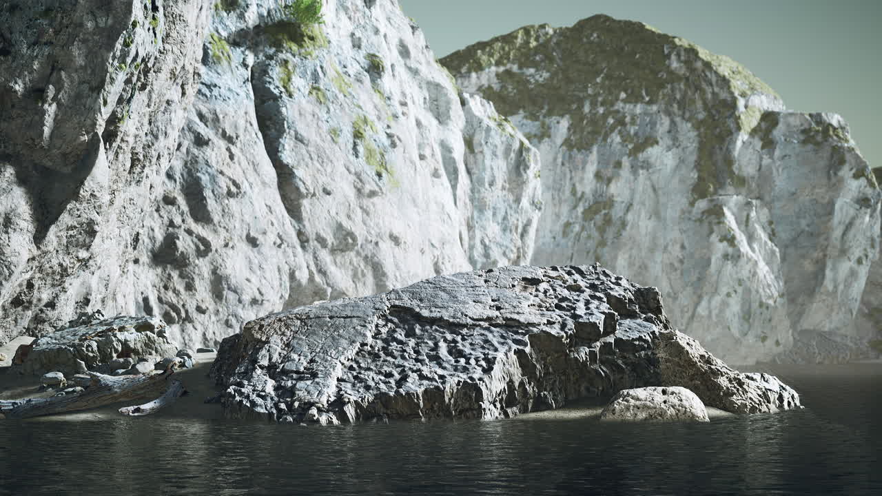 바다의 모래석 절벽 아래에 있는 사설 해변