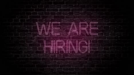 we are hirig text neon led sign animation