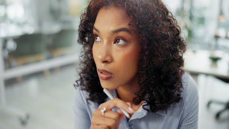 woman thinking in office
