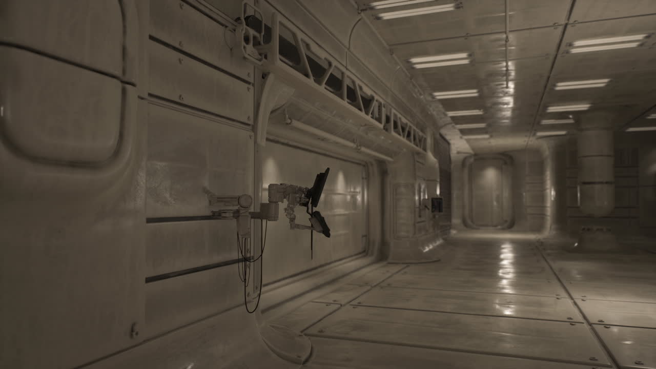 Futuristic corridor in a sci fi setting with advanced technology and lighting