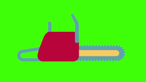 icono de una herramienta de motosierra en una pantalla verde en 4k