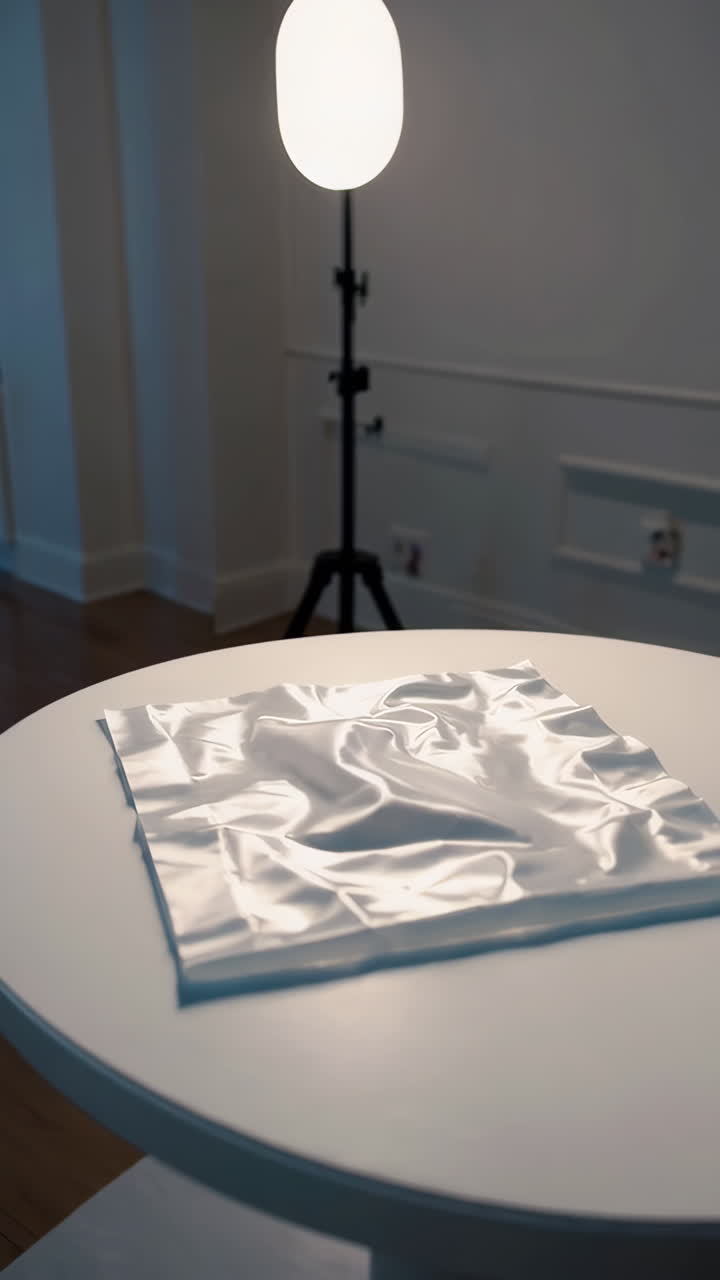 Esposizione di tessuto bianco in studio