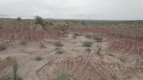 paisaje típico del terreno en el desierto del desierto de la tatacoa en colombia