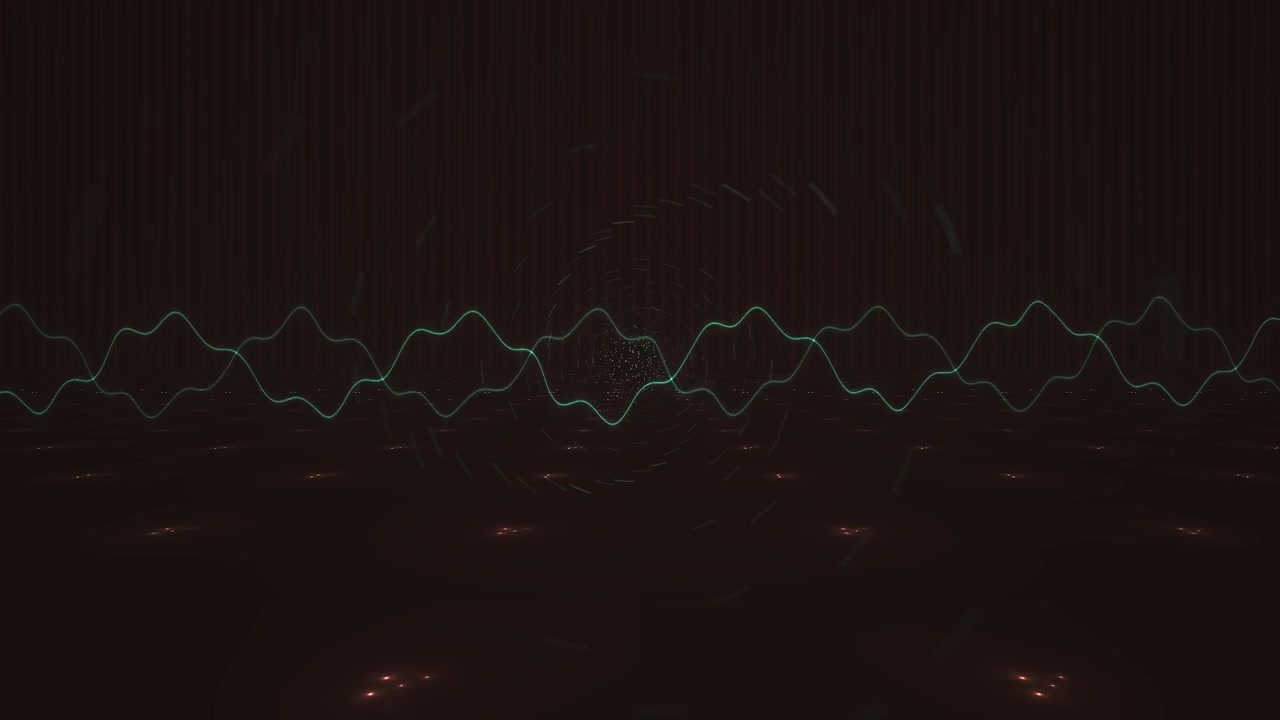 Abstract Digital Audio Waveform Visualization on Dark Background