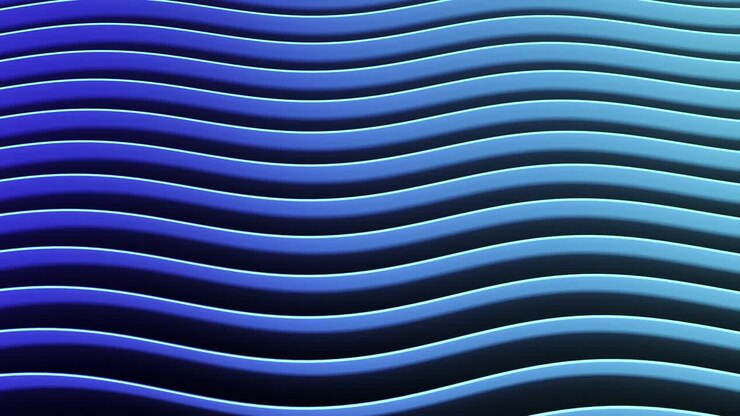 Abstract color horizontal waves 3d shapes set of different color animation. 4k looping footage.