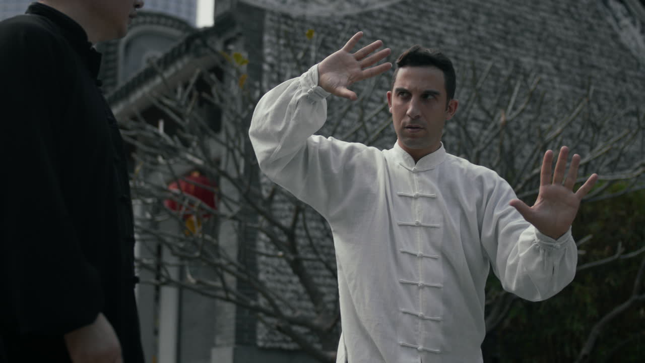 Man Practicing Tai Chi or Qigong Outdoors