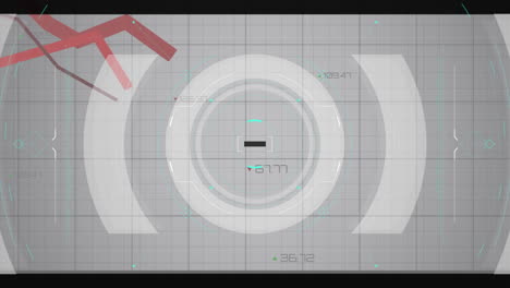 Animation-Roter-Linien,-Scope-Scanning-Und-Datenverarbeitung-über-Raster