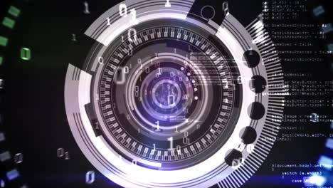 animation of binary coding, digital data processing and scope scanning