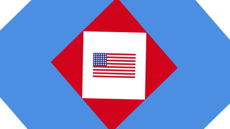 animation of american flag on red, white and blue american flag colours