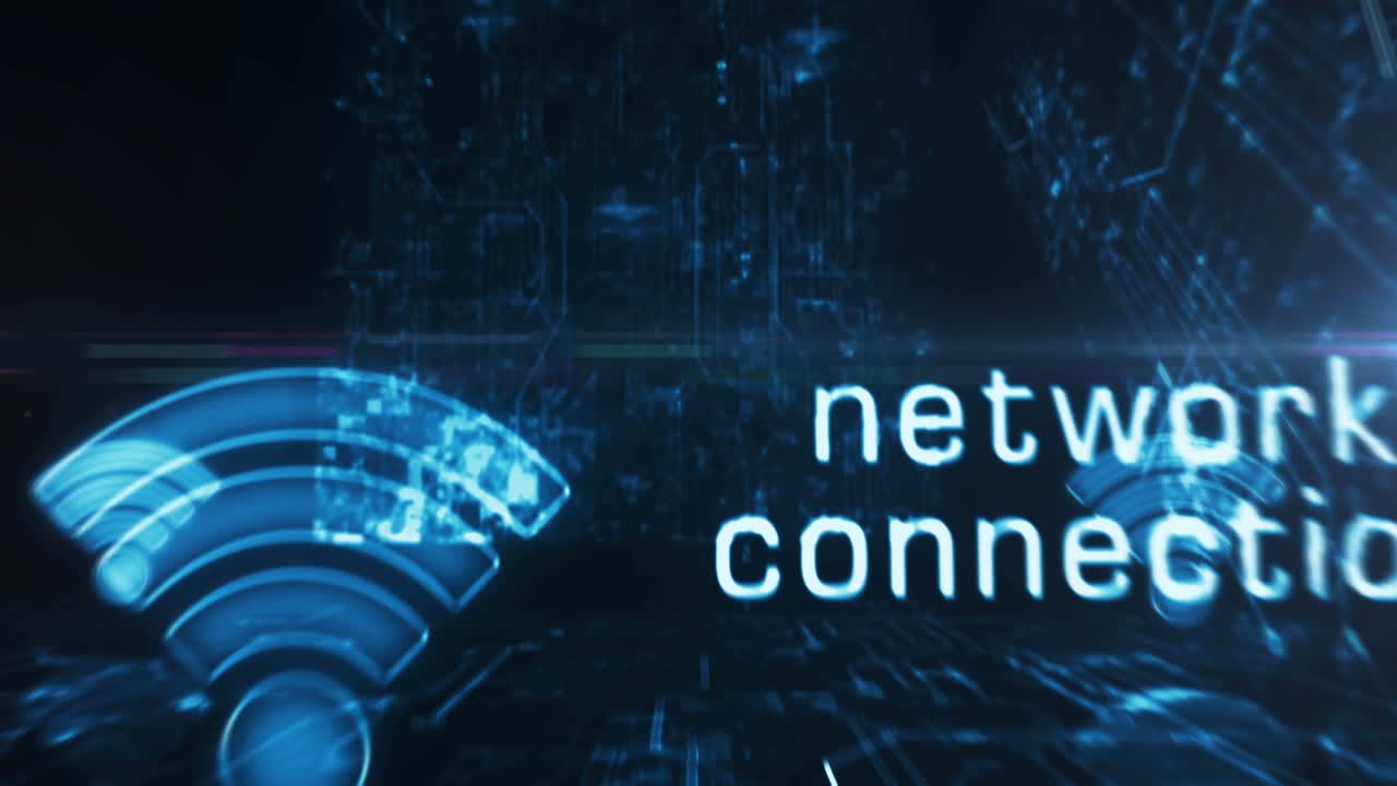 los símbolos de comunicación de la red móvil wi-fi son un concepto cibernético de bucle.