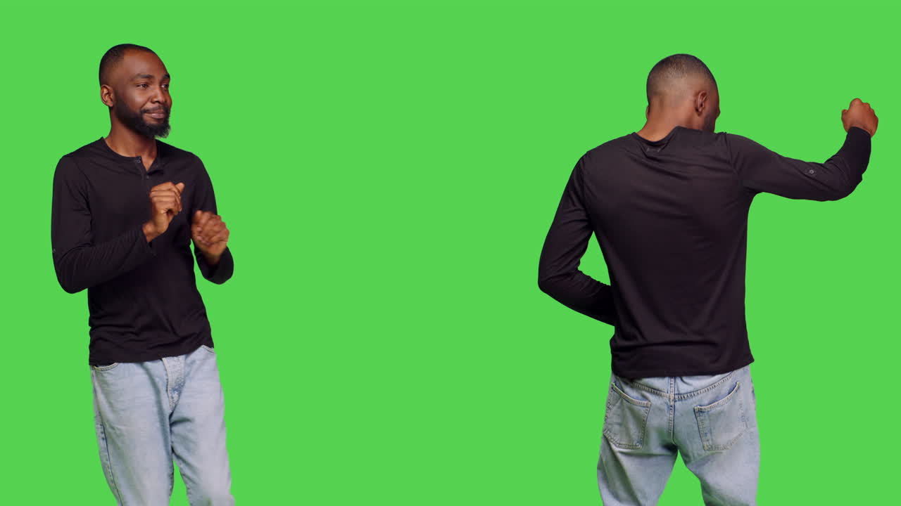 Man dancing on a green screen