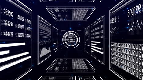 animation of data processing over light trails on black background