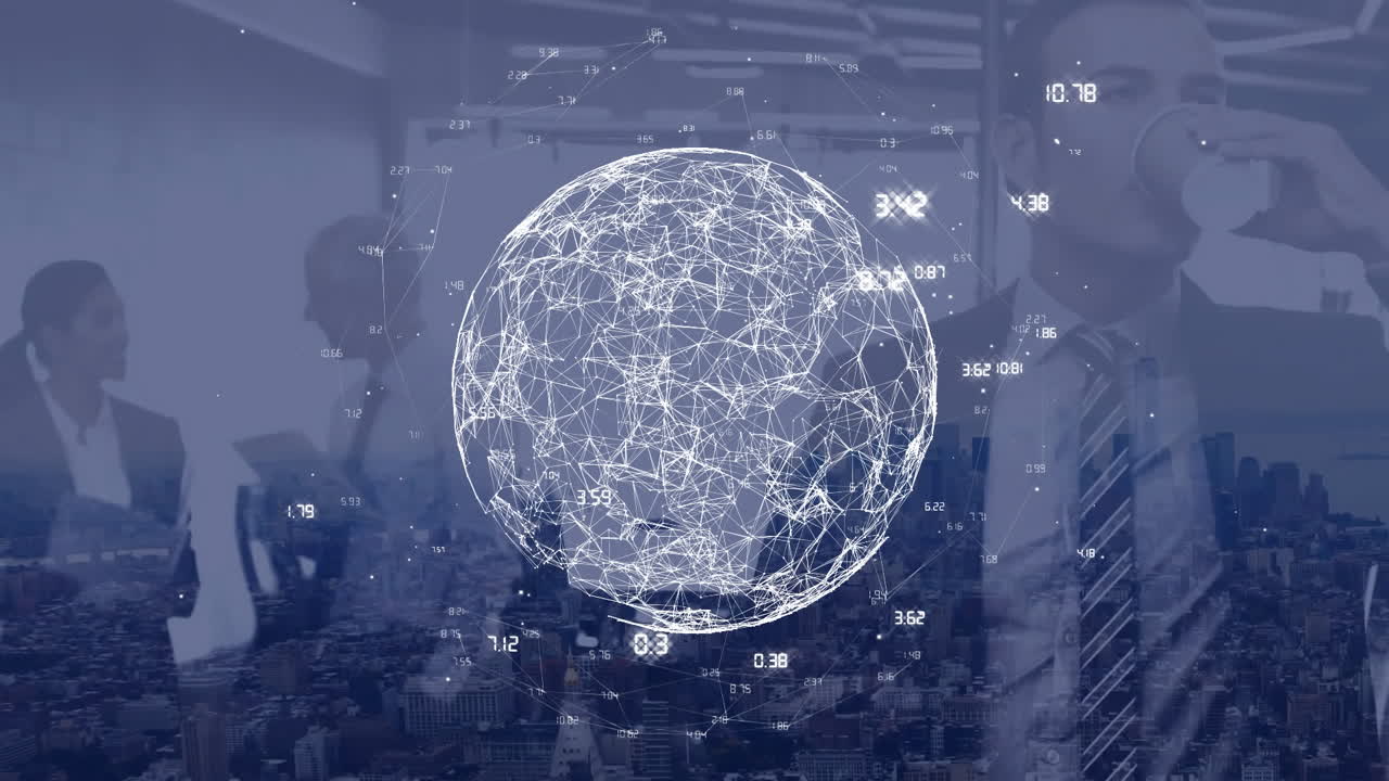 사무실에서 다양한 비즈니스 사람들 사이의 연결의 전 세계 애니메이션