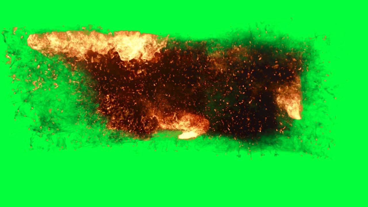 pantalla verde del efecto de fuego de la explosión