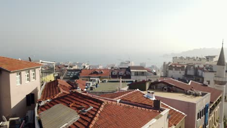 panoramic cityscape view from rooftop on european side of istanbul