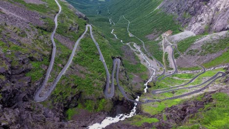 Troll&#039;s Path Trollstigen or Trollstigveien winding mountain road.