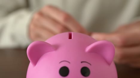 hand storing coins in a piggy bank