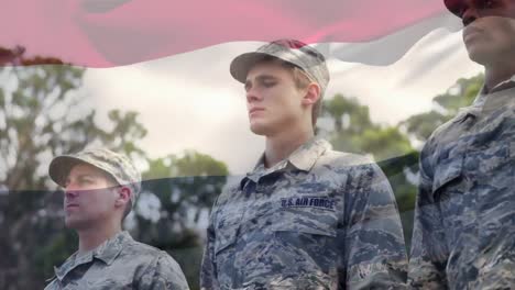 Animation-Der-Flagge-Der-Niederlande-über-Soldaten