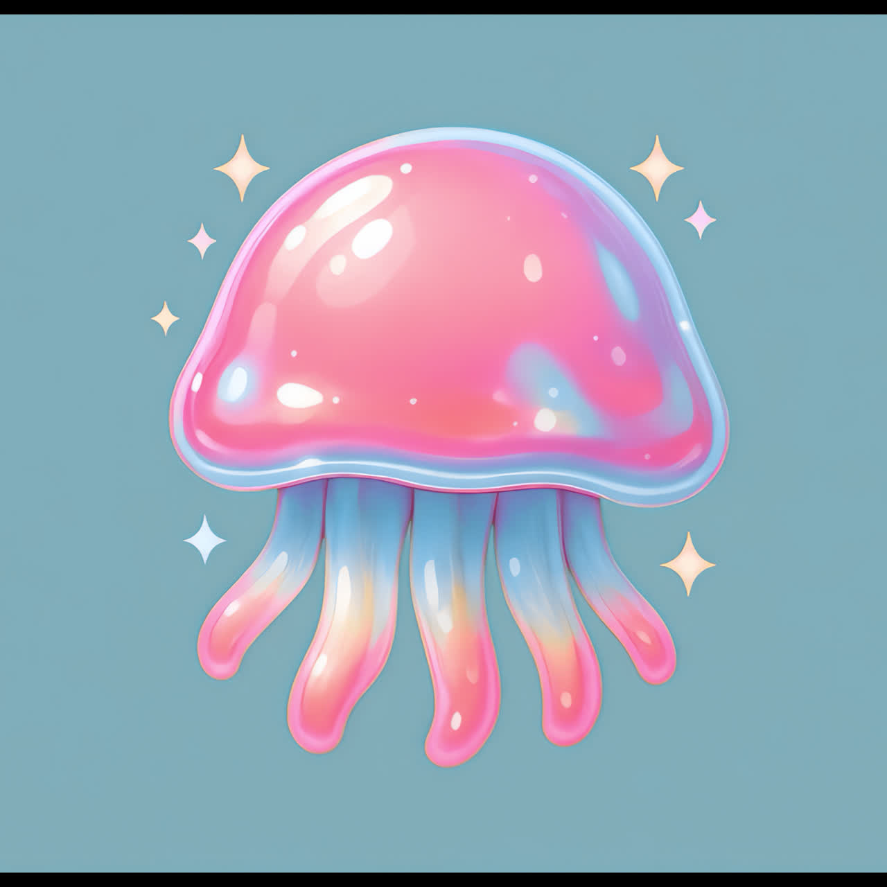 Colorful jellyfish illustration sparkles animation isolated asset, transparent 4K video, alpha