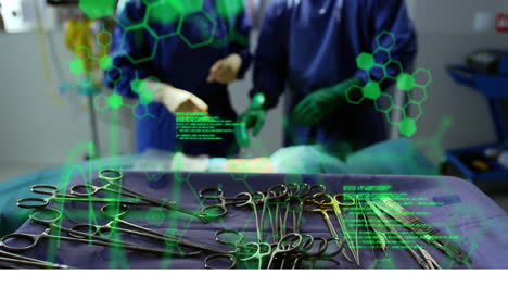 animación del procesamiento de datos médicos sobre los cirujanos