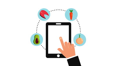 estilo de vida saludable con animación de teléfonos inteligentes