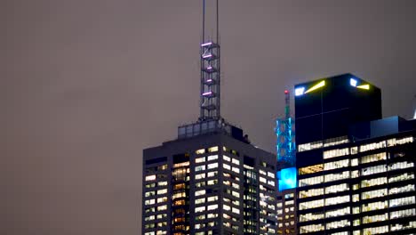 Melbourne-Cbd-Skyline-Nächtlicher-Zeitraffer