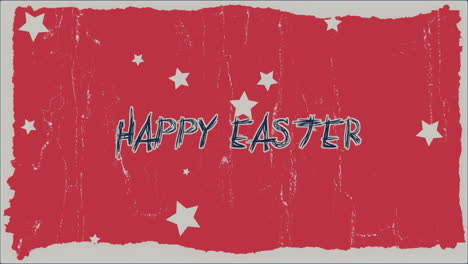 Happy-Easter-with-stars-on-red-grunge-texture