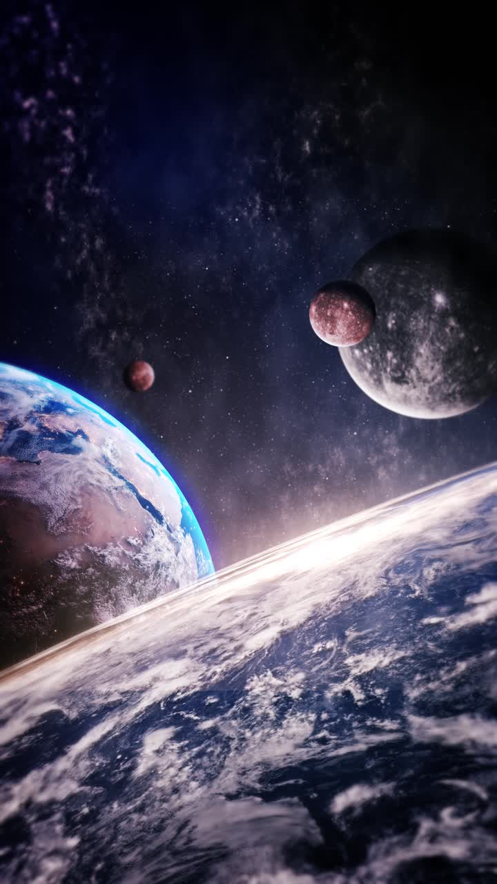 3d earth planet and moon animation space world planet satellite stars galaxy background cinematic