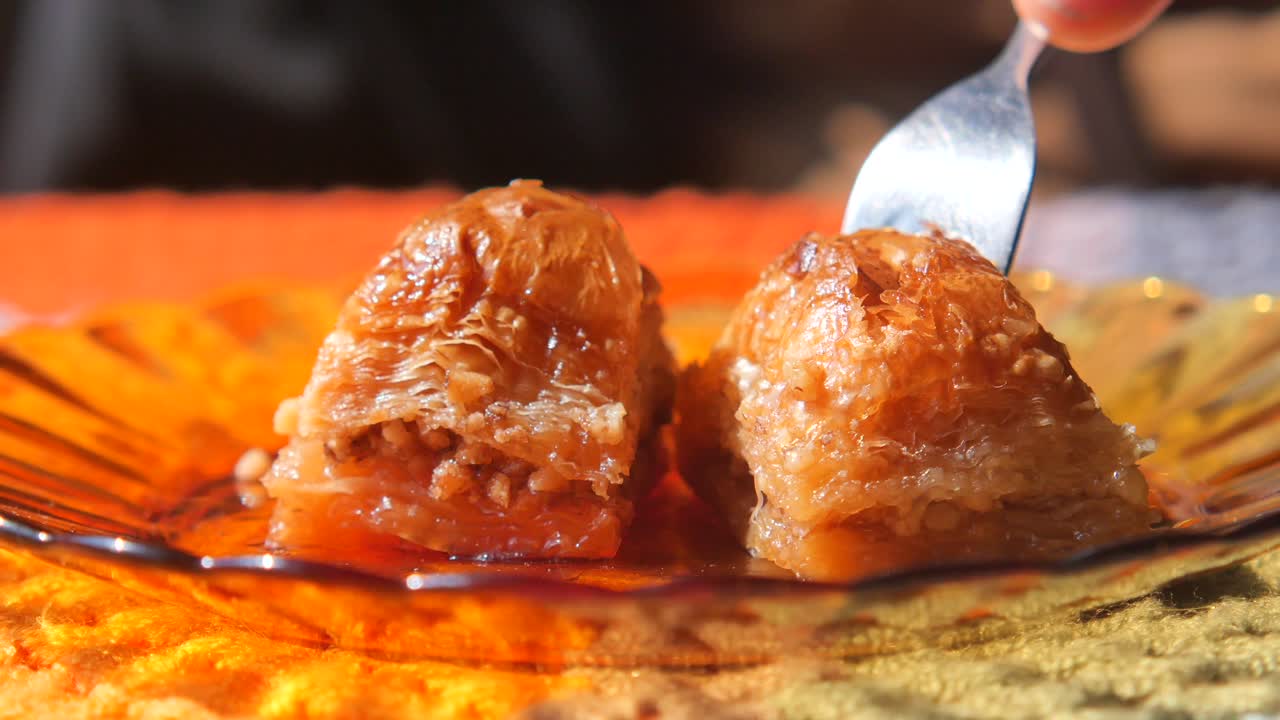 Close-up of Delicious Baklava on a Plate