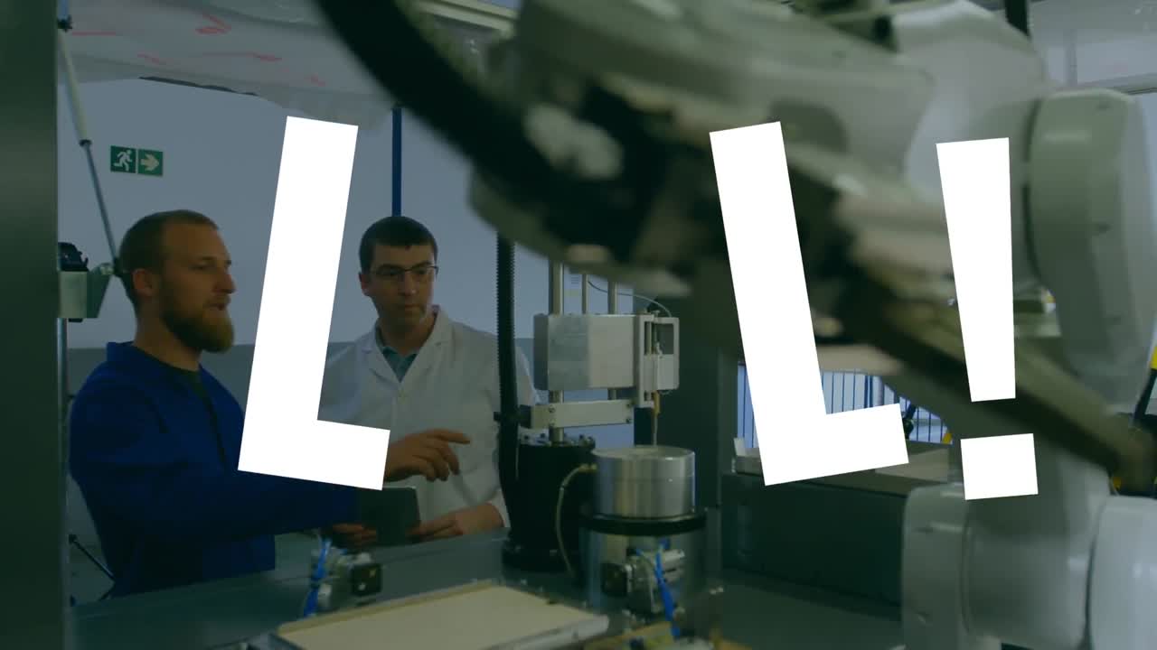 두 명의 다양한 작업자에 대한 모든 텍스트의 애니메이션