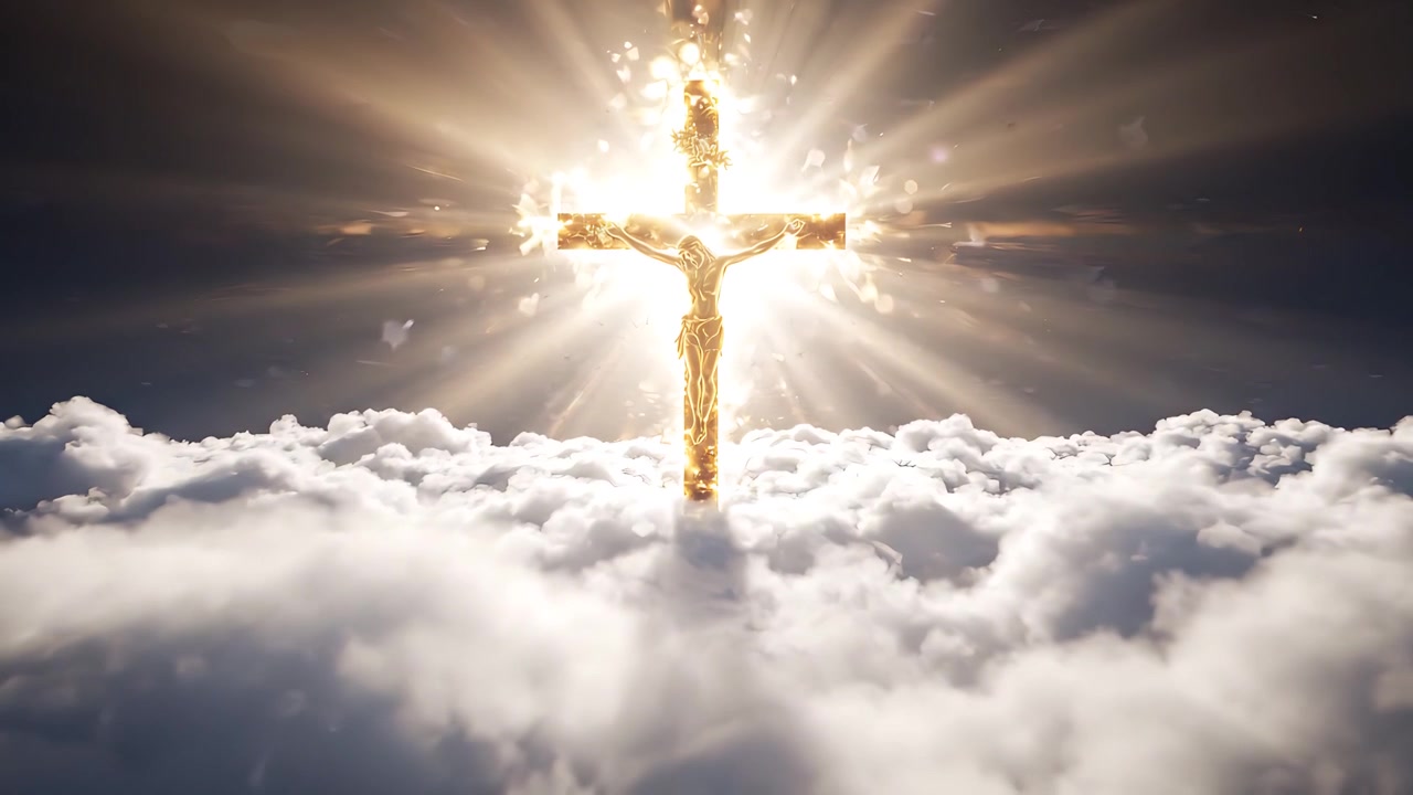 Sfondo per Adorazione 4K: Croce Cristiana e Luce Celeste