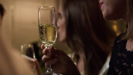 glass of champagne on the party