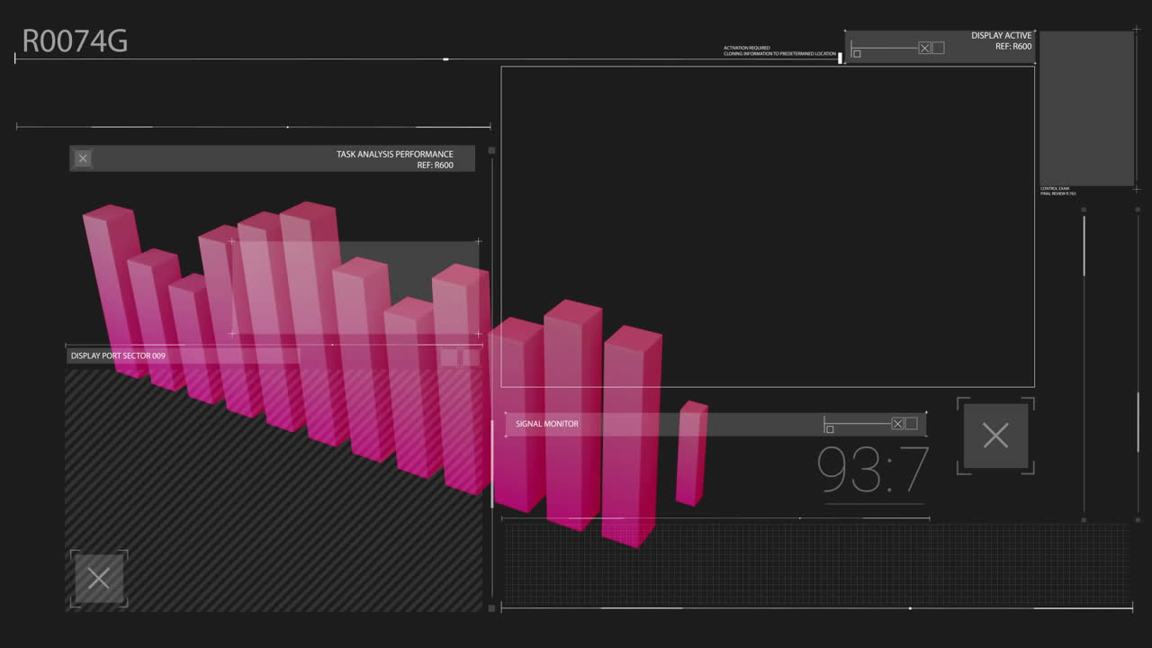animación de las estadísticas y el procesamiento de datos sobre fondo negro