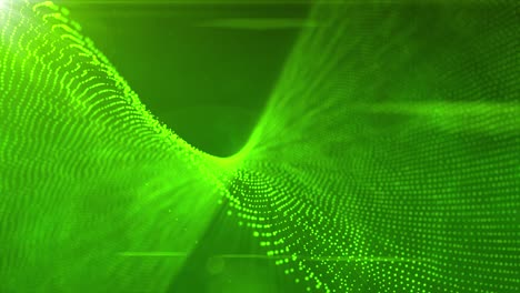 technology digital wave background concept. beautiful motion waving dot texture with glowing unfocused green particles. cyber ​​or technology background.