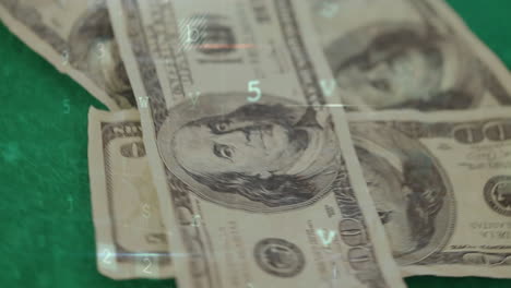 animación del procesamiento de datos sobre billetes