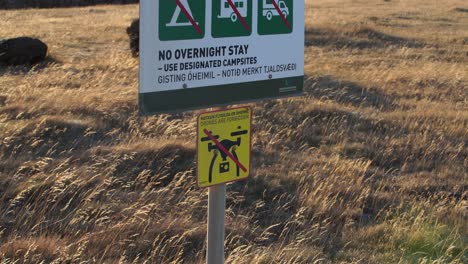 No-fly zone panel for drones in Iceland